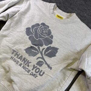 Market Thank You Rose Sweatshirt Unisex M Cream Graphic Crewneck